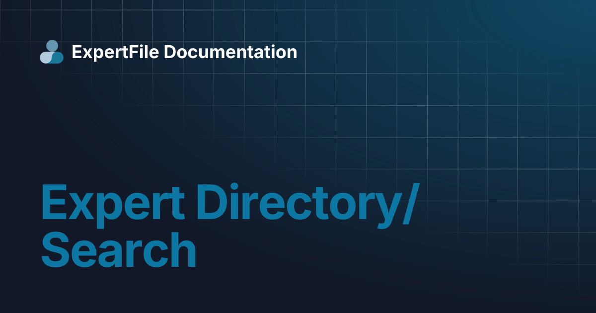 Expert Directory/Search | ExpertFile Documentation